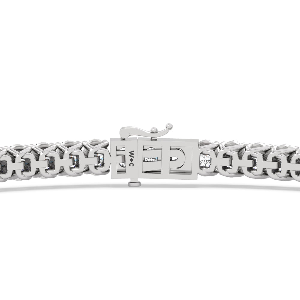 Oval Tennis Bracelet with 3 Cut Diamond in 14KT White Gold view 8
