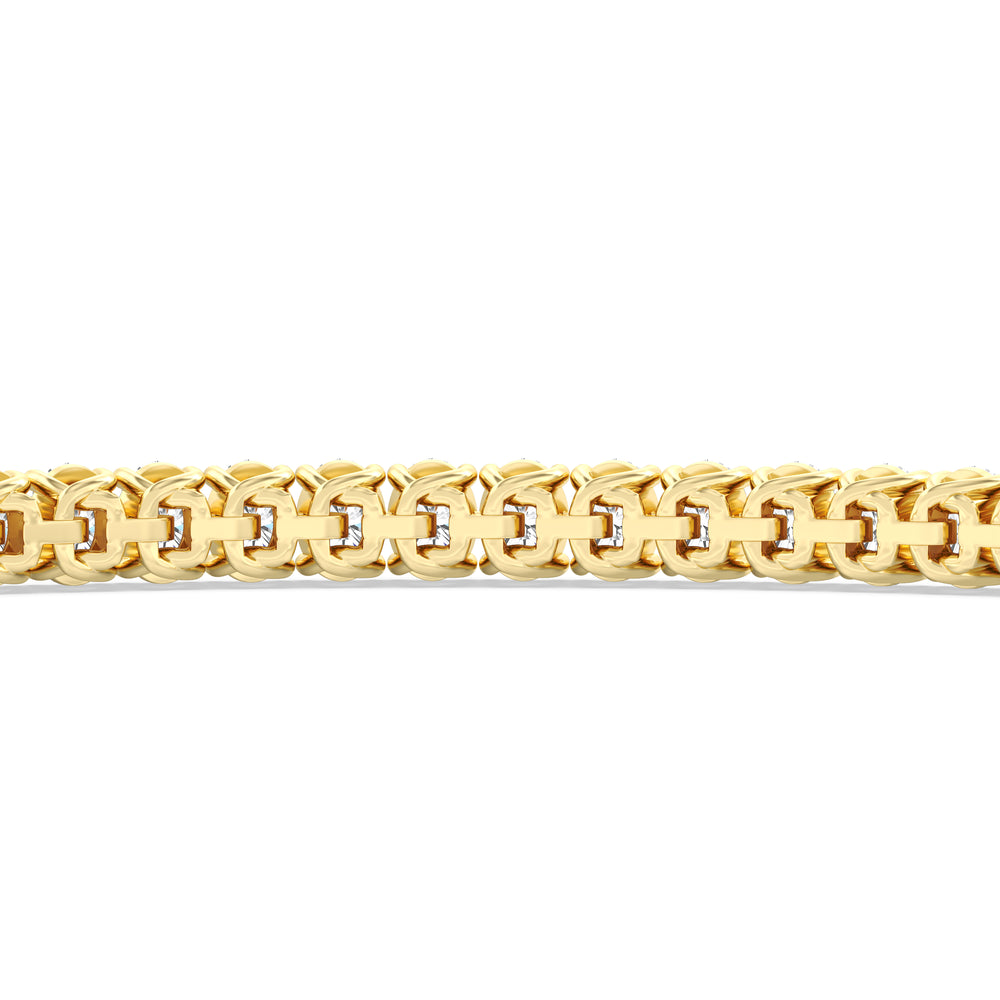 Oval Tennis Bracelet with 3 Cut Diamond in 14KT Yellow Gold view 8
