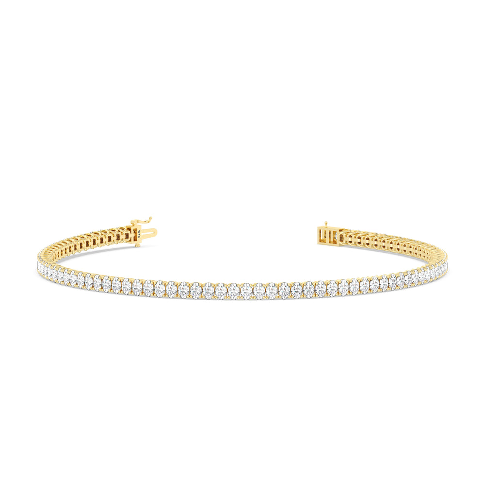 Oval Tennis Bracelet with 3 Cut Diamond in 14KT Yellow Gold view 2
