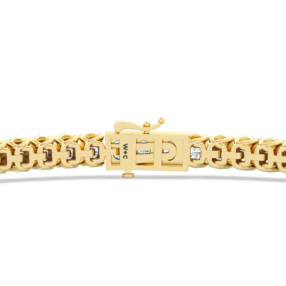 Oval Tennis Bracelet with 3 Cut Diamond in 14KT Yellow Gold view 7
