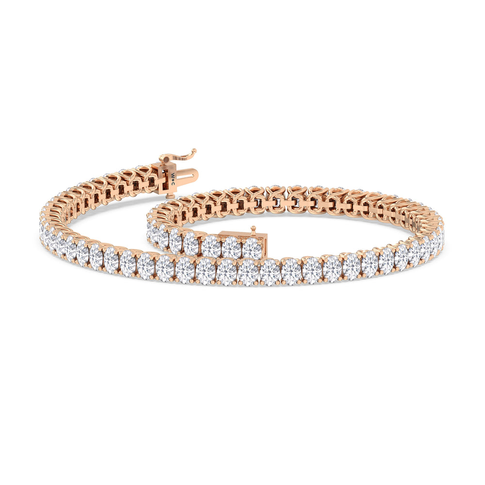 Oval Tennis Bracelet with 4 1/2 Cut Diamond in 14KT Rose Gold view 5
