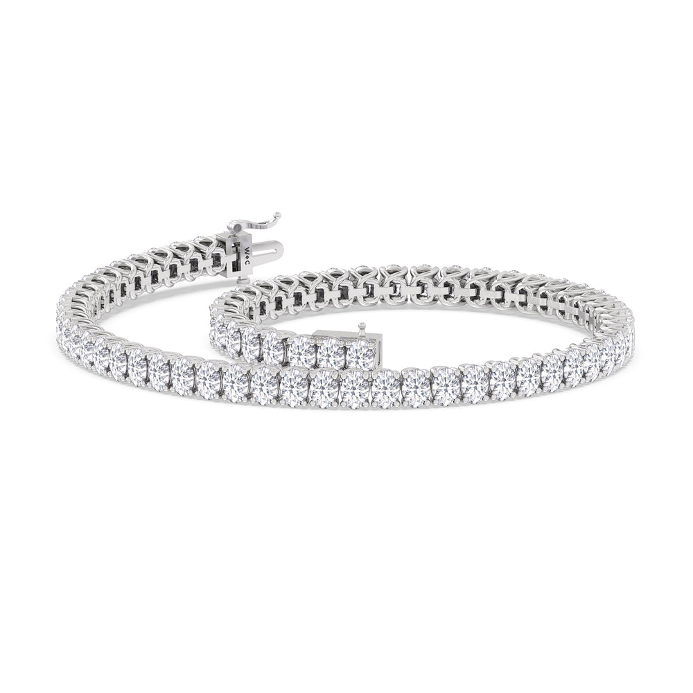 Oval Tennis Bracelet with 4 1/2 Cut Diamond in 14KT White Gold view 5
