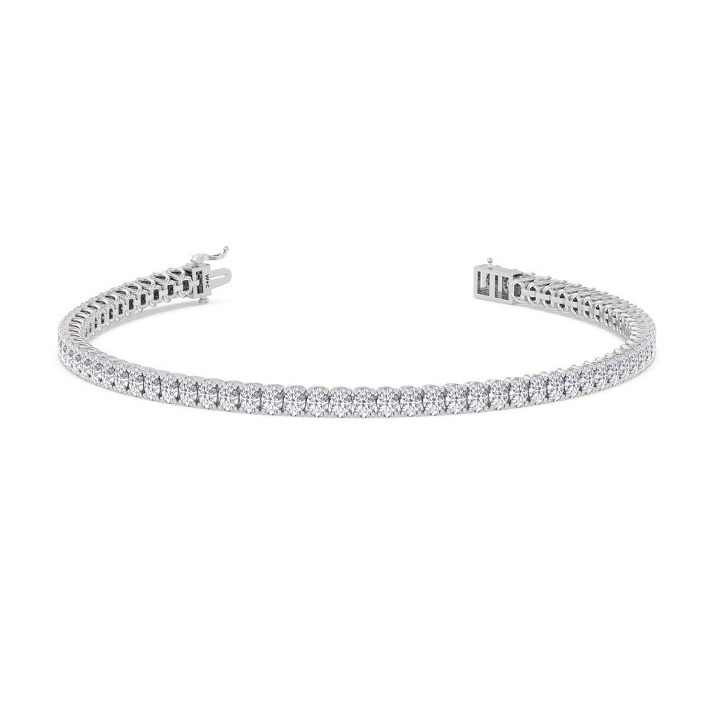 Oval Tennis Bracelet with 4 1/2 Cut Diamond in 14KT White Gold view 2
