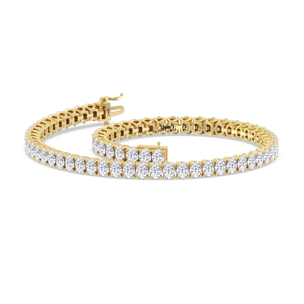 Oval Tennis Bracelet with 4 1/2 Cut Diamond in 14KT Yellow Gold view 3
