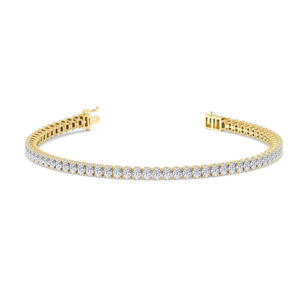 Oval Tennis Bracelet with 4 1/2 Cut Diamond in 14KT Yellow Gold view 2

