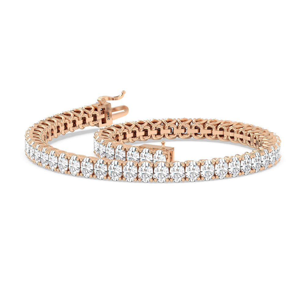Oval Tennis Bracelet with 7 Cut Diamond in 14KT Rose Gold view 5
