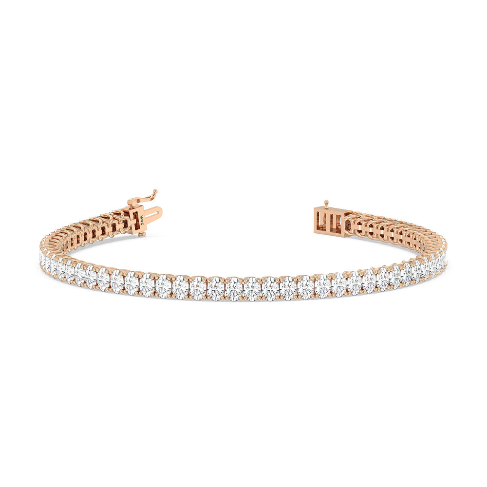 Oval Tennis Bracelet with 7 Cut Diamond in 14KT Rose Gold view 2
