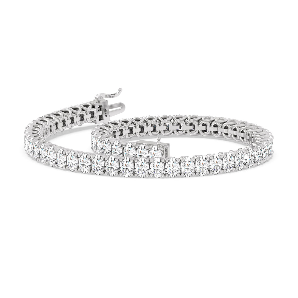 Oval Tennis Bracelet with 7 Cut Diamond in 14KT White Gold view 5
