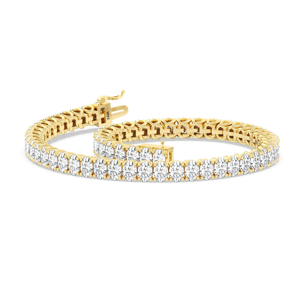 Oval Tennis Bracelet with 7 Cut Diamond in 14KT Yellow Gold view 5
