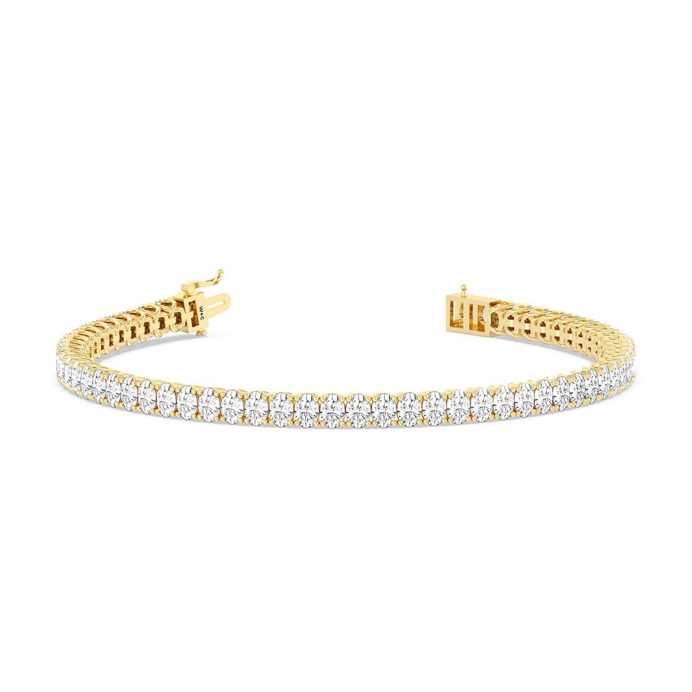 Oval Tennis Bracelet with 7 Cut Diamond in 14KT Yellow Gold view 2
