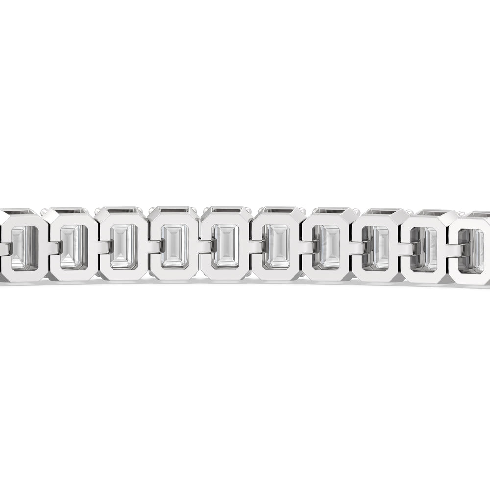 Emerald Tennis Bracelet with 3 Cut Diamond in 14KT White Gold view 8
