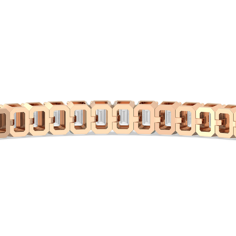 Emerald Tennis Bracelet with 5 Cut Diamond in 14KT Rose Gold view 8
