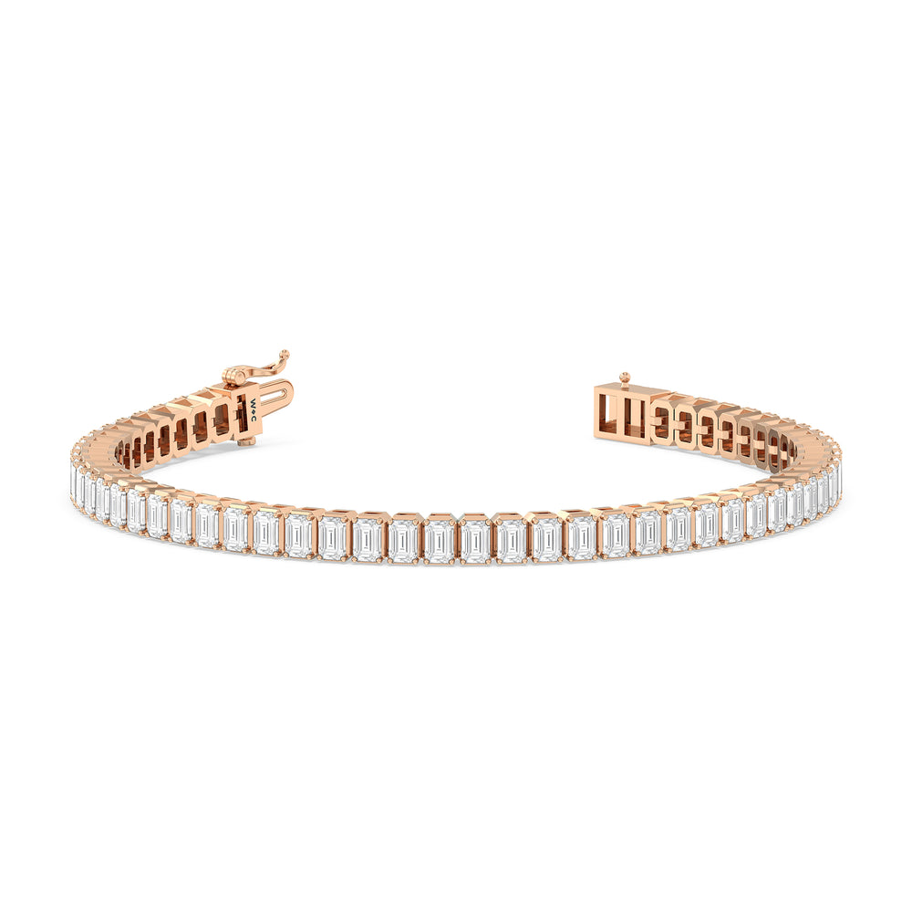 Emerald Tennis Bracelet with 5 Cut Diamond in 14KT Rose Gold view 2

