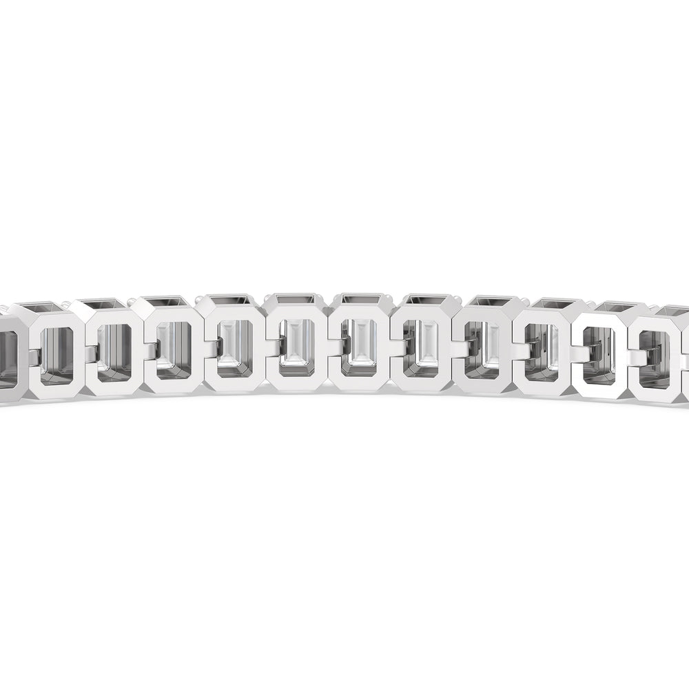Emerald Tennis Bracelet with 5 Cut Diamond in 14KT White Gold view 8
