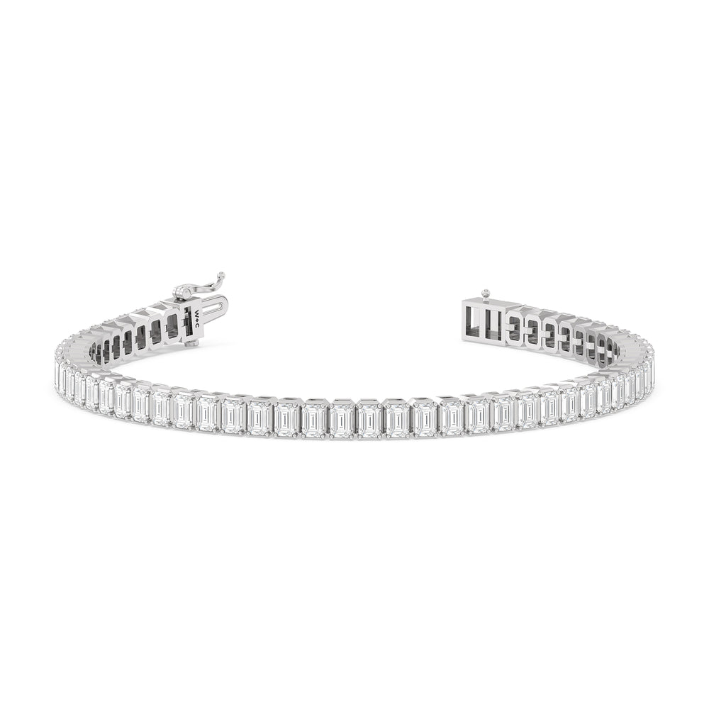 Emerald Tennis Bracelet with 5 Cut Diamond in 14KT White Gold view 2
