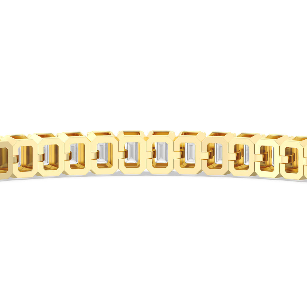 Emerald Tennis Bracelet with 5 Cut Diamond in 14KT Yellow Gold view 8
