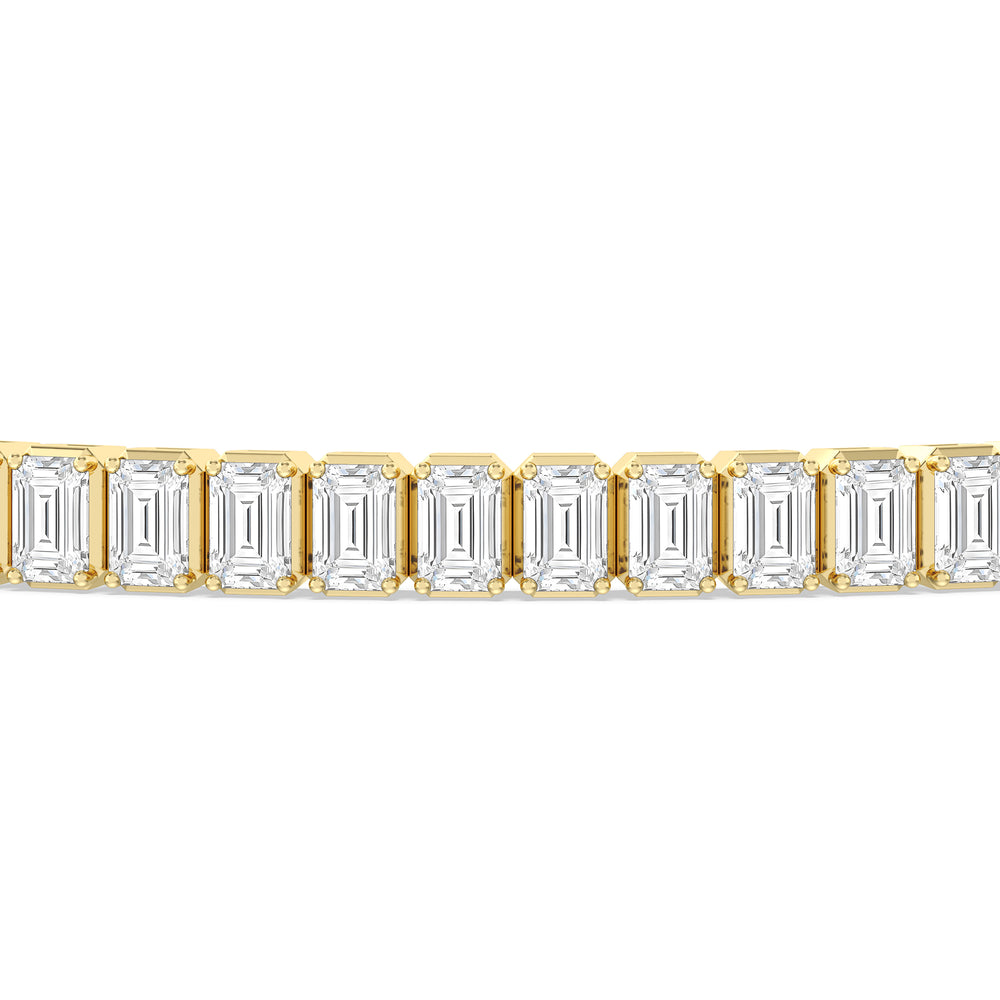 Emerald Tennis Bracelet with 5 Cut Diamond in 14KT Yellow Gold view 6
