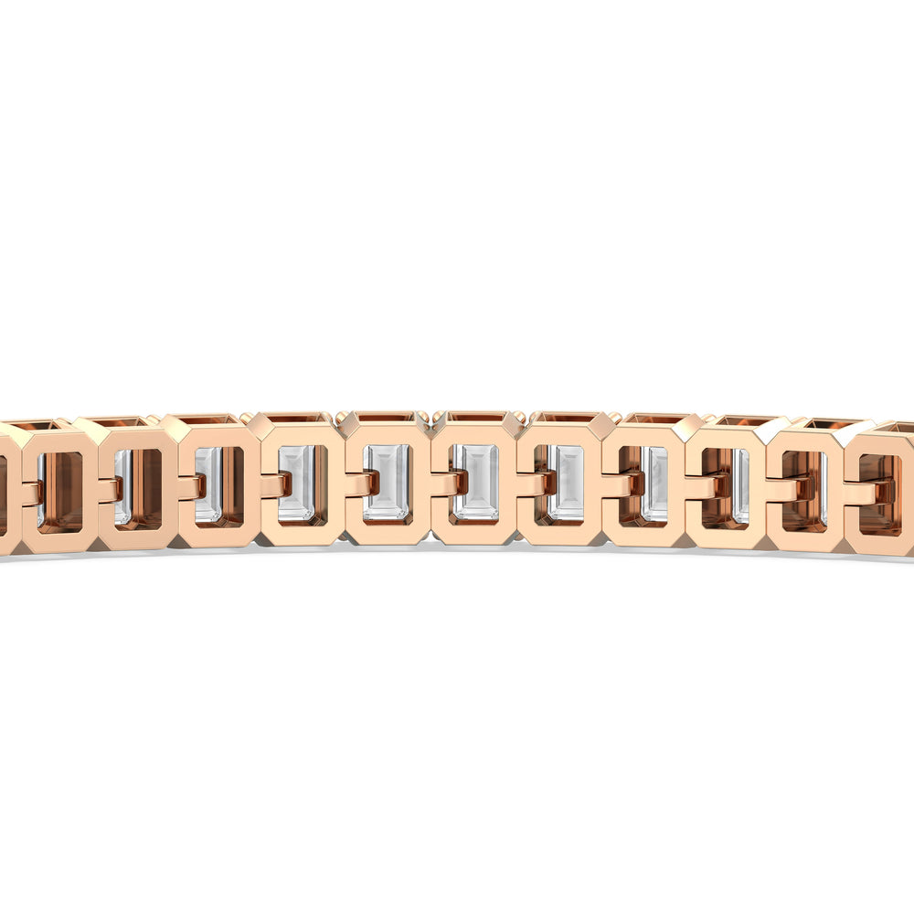 Emerald Tennis Bracelet with 7 Cut Diamond in 14KT Rose Gold view 8
