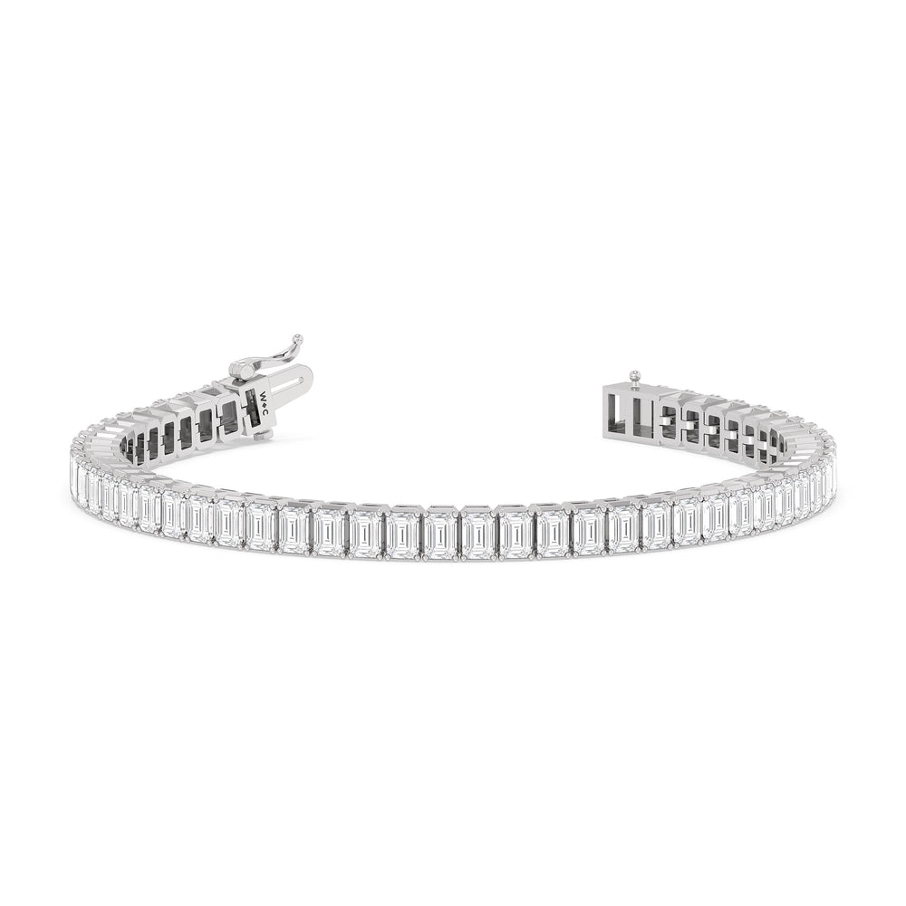 Emerald Tennis Bracelet with 7 Cut Diamond in 14KT White Gold view 2
