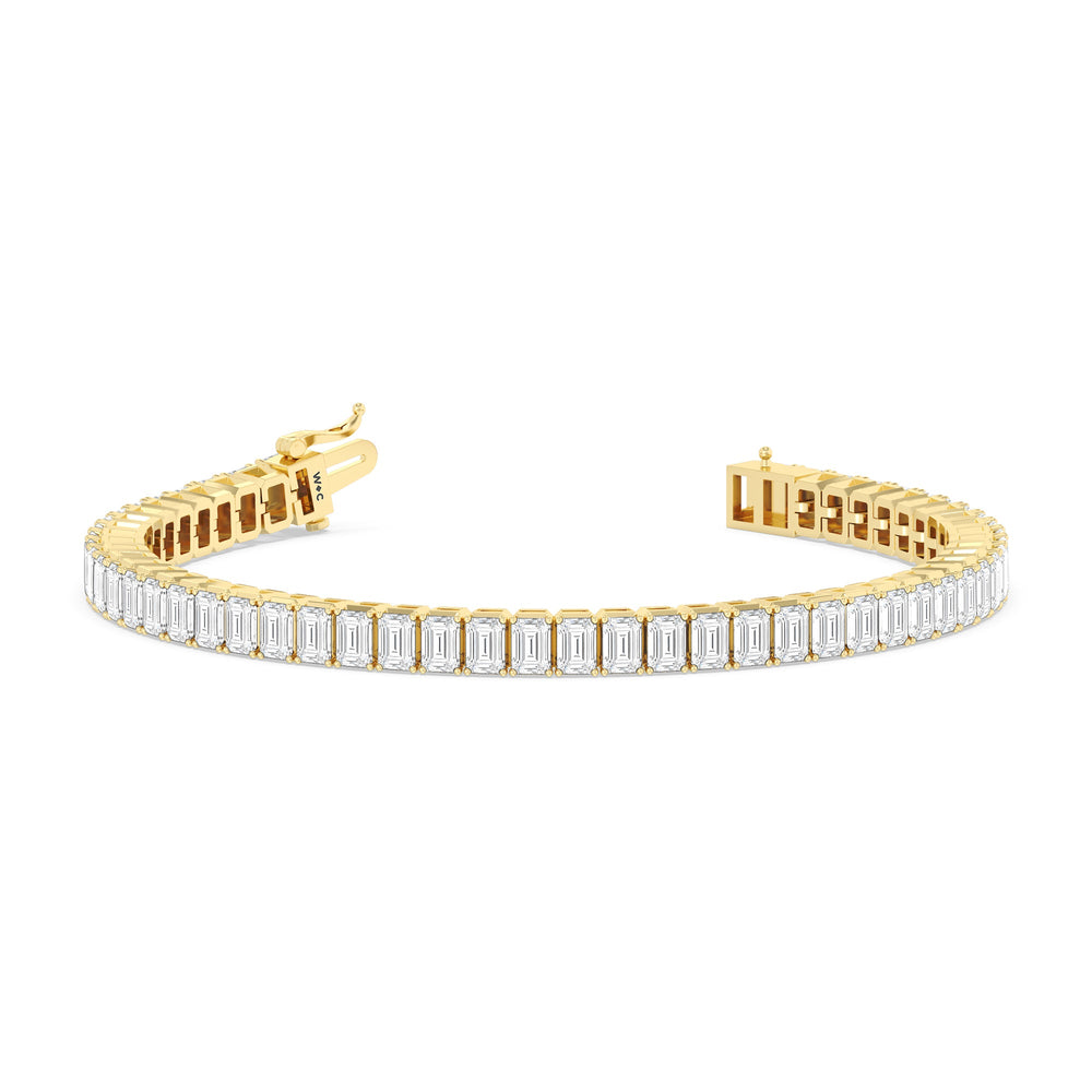 Emerald Tennis Bracelet with 7 Cut Diamond in 14KT Yellow Gold view 2
