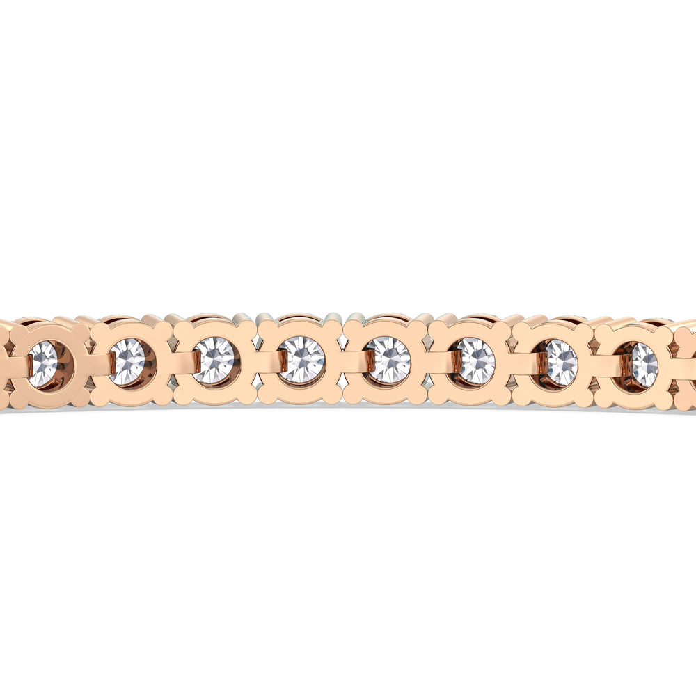 Four Prong Lab Diamond Tennis Bracelet with 7 Cut Diamond in 14KT Rose Gold view 6
