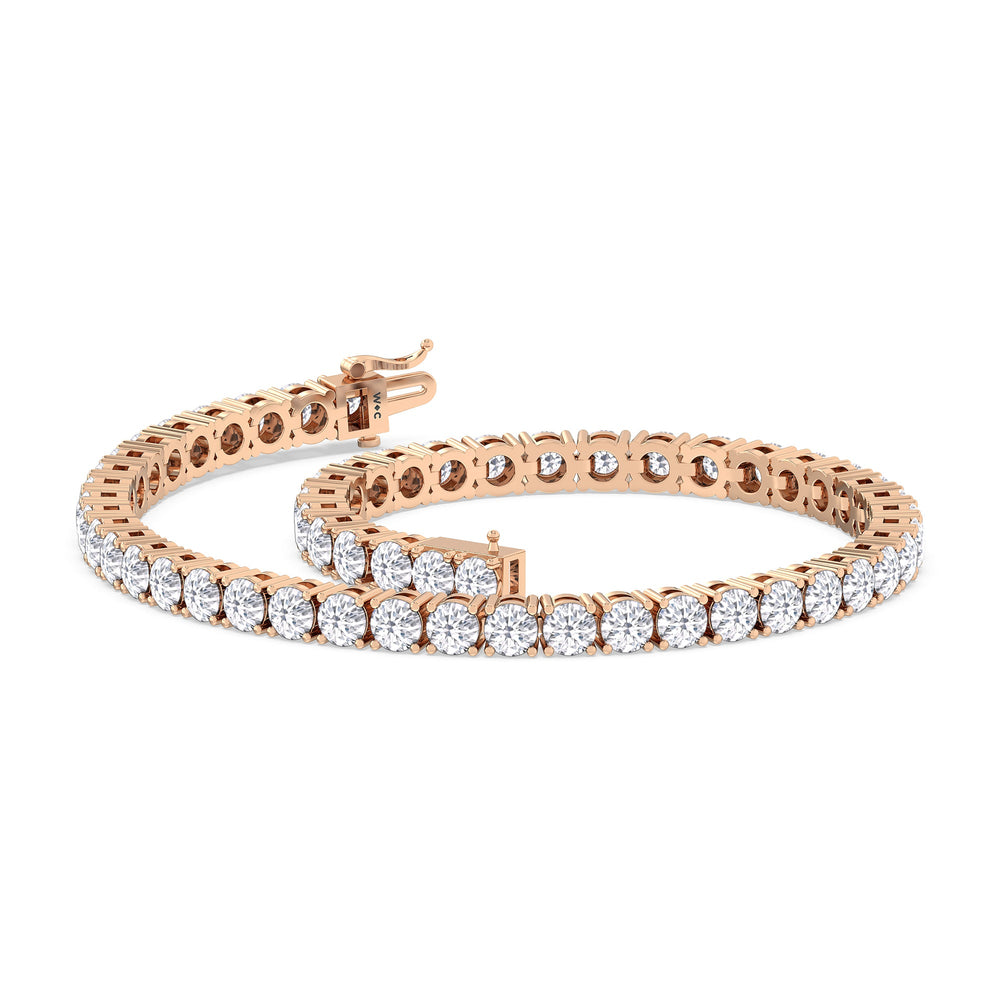 Four Prong Lab Diamond Tennis Bracelet with 7 Cut Diamond in 14KT Rose Gold view 3
