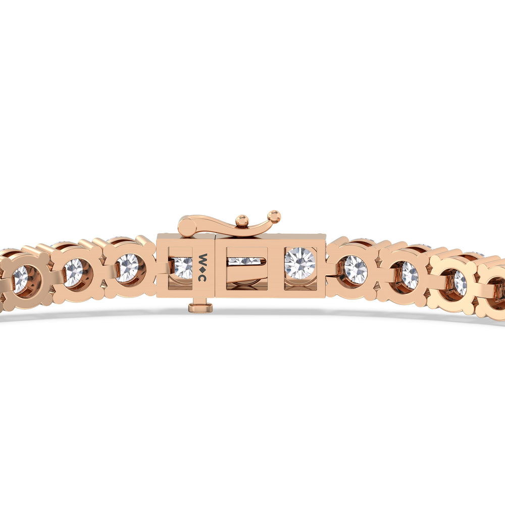 Four Prong Lab Diamond Tennis Bracelet with 7 Cut Diamond in 14KT Rose Gold view 5
