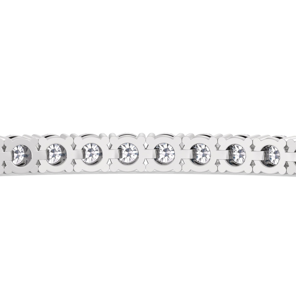 Four Prong Lab Diamond Tennis Bracelet with 7 Cut Diamond in 14KT White Gold view 6
