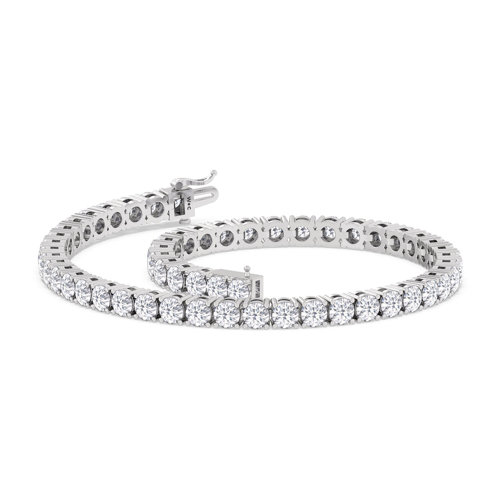 Four Prong Lab Diamond Tennis Bracelet with 7 Cut Diamond in 14KT White Gold view 3
