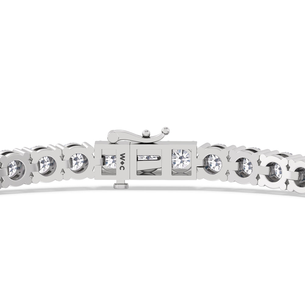 Four Prong Lab Diamond Tennis Bracelet with 7 Cut Diamond in 14KT White Gold view 5
