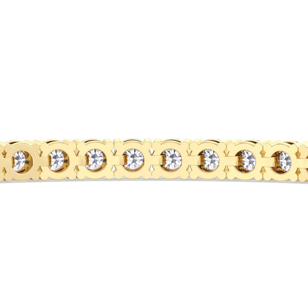 Four Prong Lab Diamond Tennis Bracelet with 7 Cut Diamond in 14KT Yellow Gold view 6
