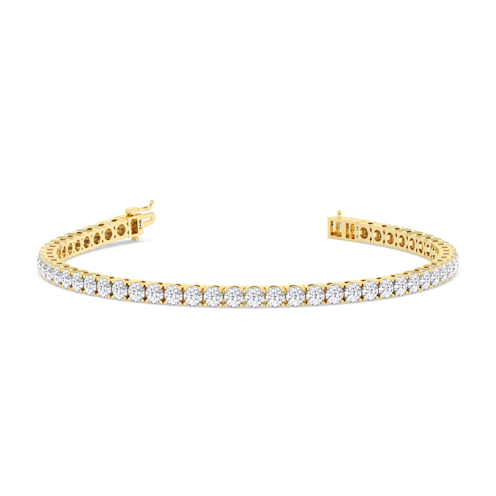 Four Prong Lab Diamond Tennis Bracelet with 7 Cut Diamond in 14KT Yellow Gold view 2
