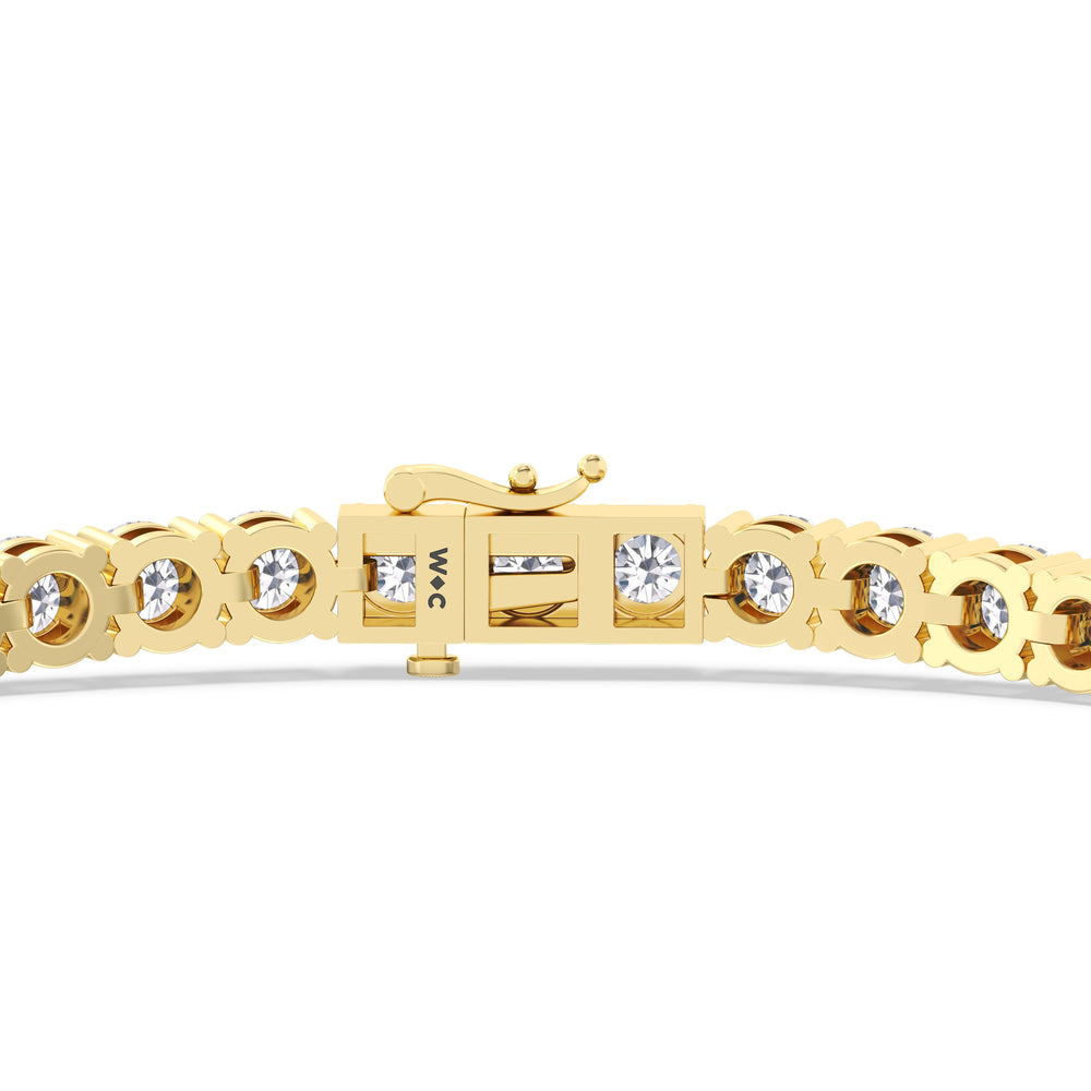 Four Prong Lab Diamond Tennis Bracelet with 7 Cut Diamond in 14KT Yellow Gold view 5
