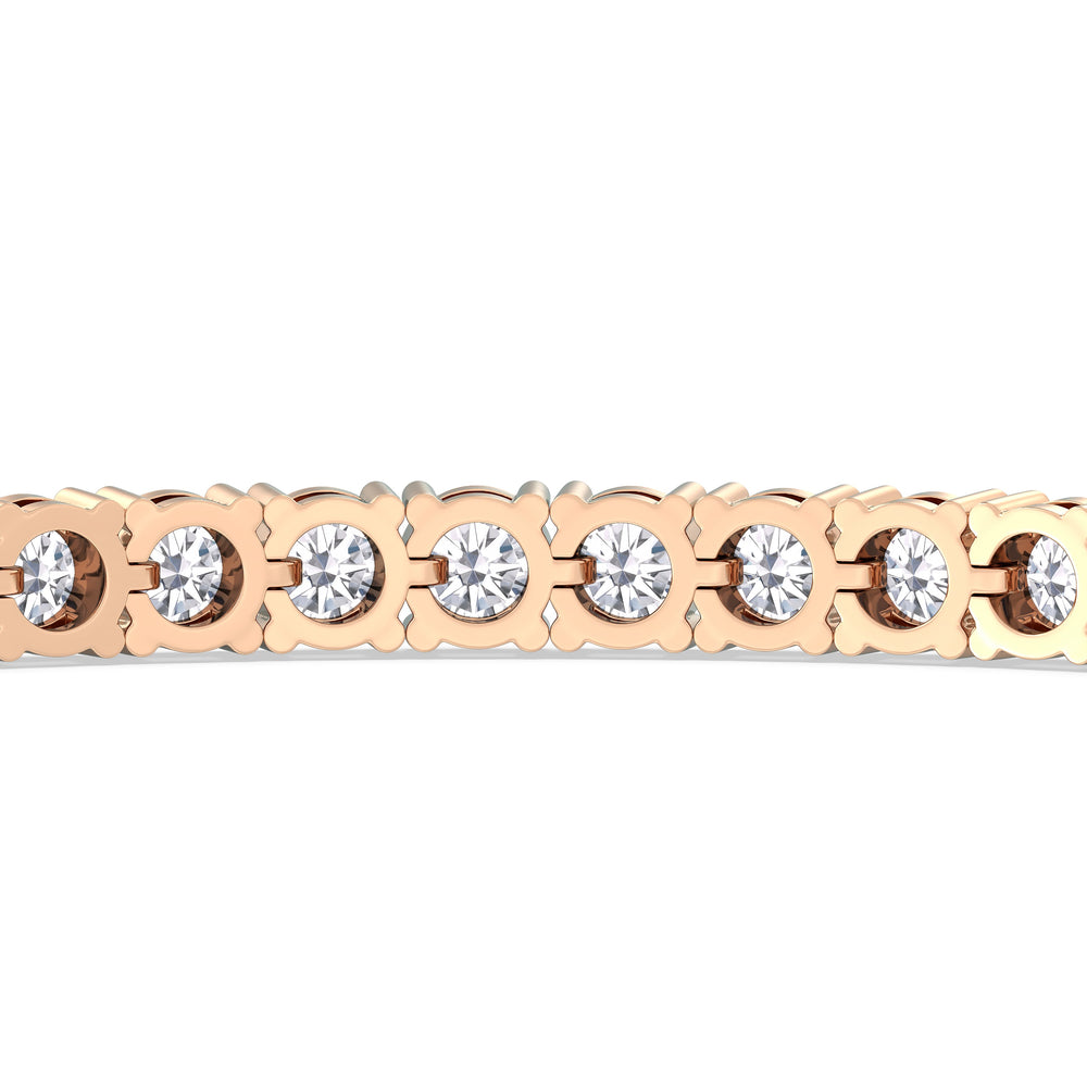 Four Prong Lab Diamond Tennis Bracelet with 10 Cut Diamond in 14KT Rose Gold view 6
