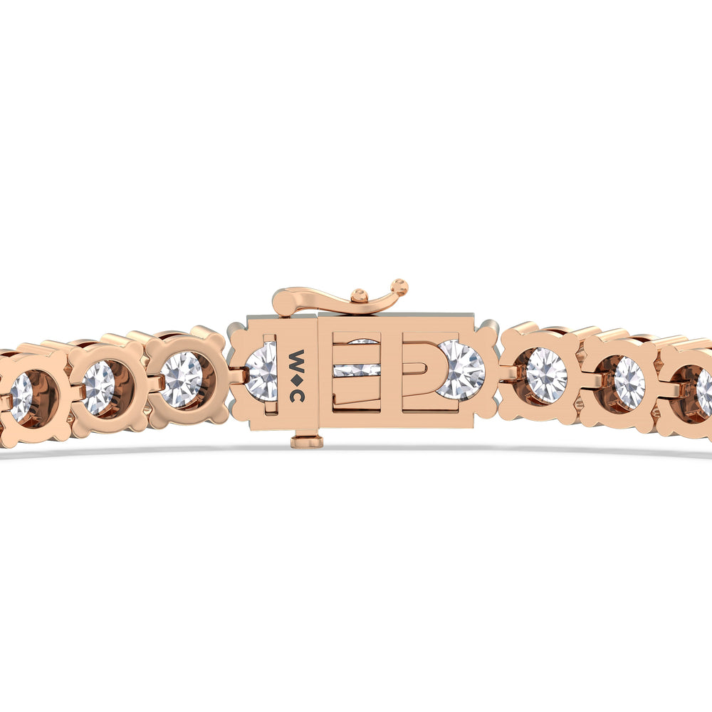 Four Prong Lab Diamond Tennis Bracelet with 10 Cut Diamond in 14KT Rose Gold view 5
