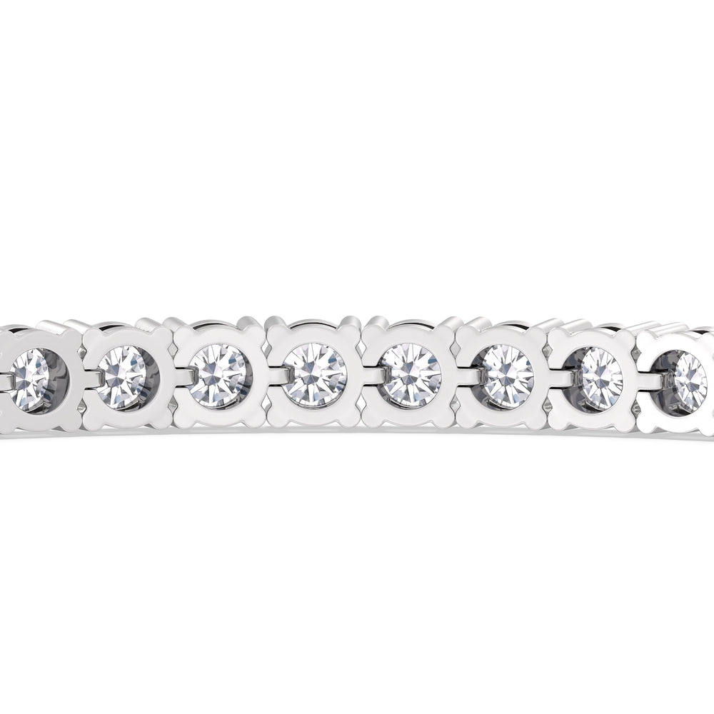 Four Prong Lab Diamond Tennis Bracelet with 10 Cut Diamond in 14KT White Gold view 6
