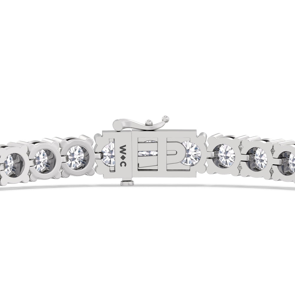 Four Prong Lab Diamond Tennis Bracelet with 10 Cut Diamond in 14KT White Gold view 5
