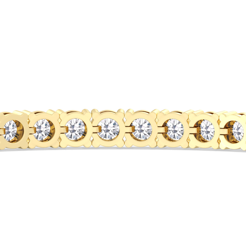 Four Prong Lab Diamond Tennis Bracelet with 10 Cut Diamond in 14KT Yellow Gold view 6
