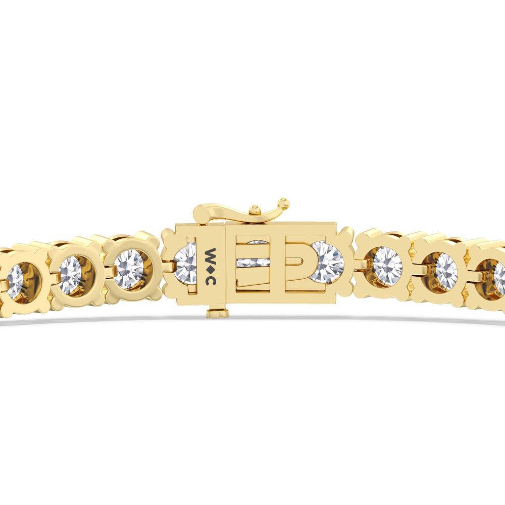 Four Prong Lab Diamond Tennis Bracelet with 10 Cut Diamond in 14KT Yellow Gold view 5
