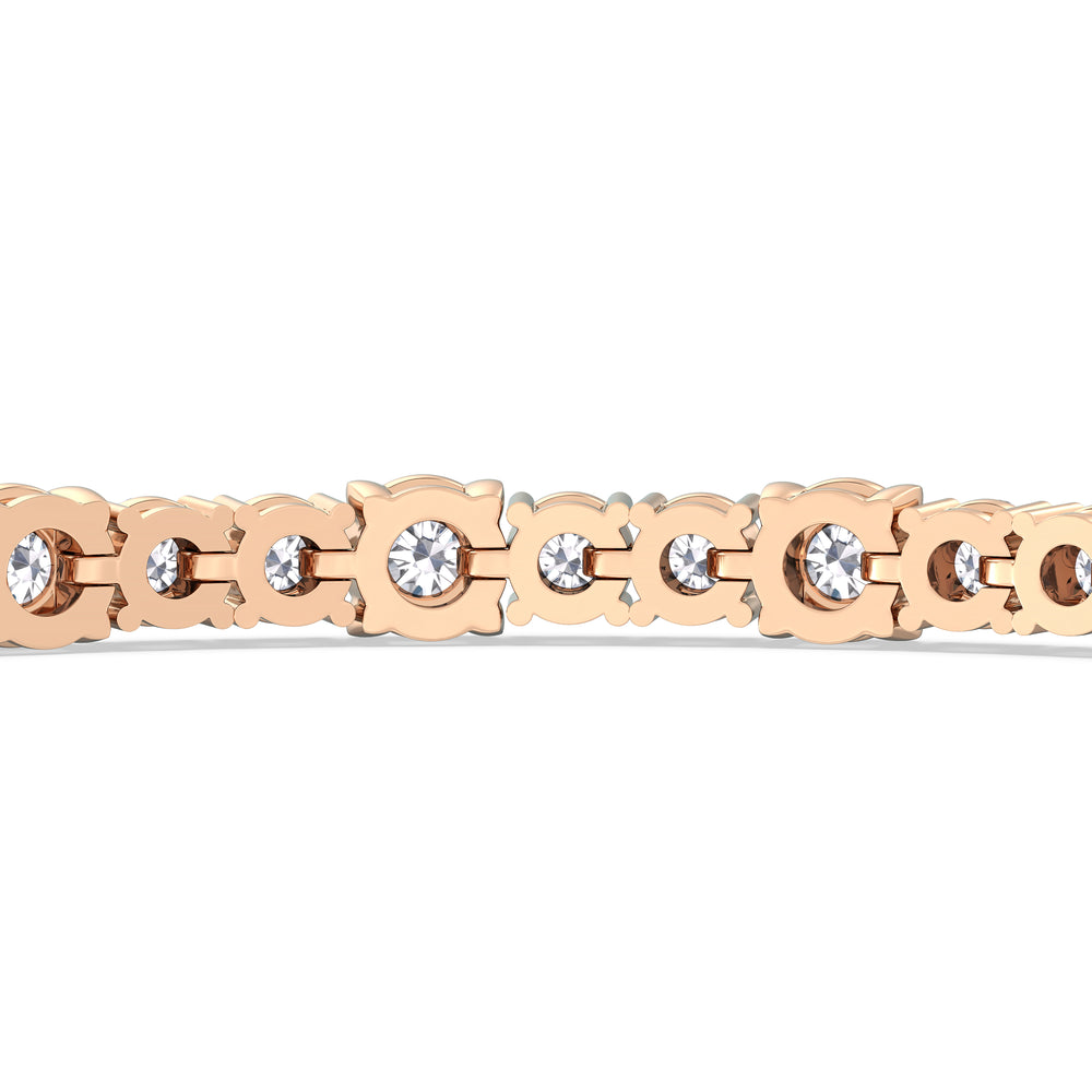 Round Sequenced Tennis Bracelet with 7 Cut Diamond in 14KT Rose Gold view 8
