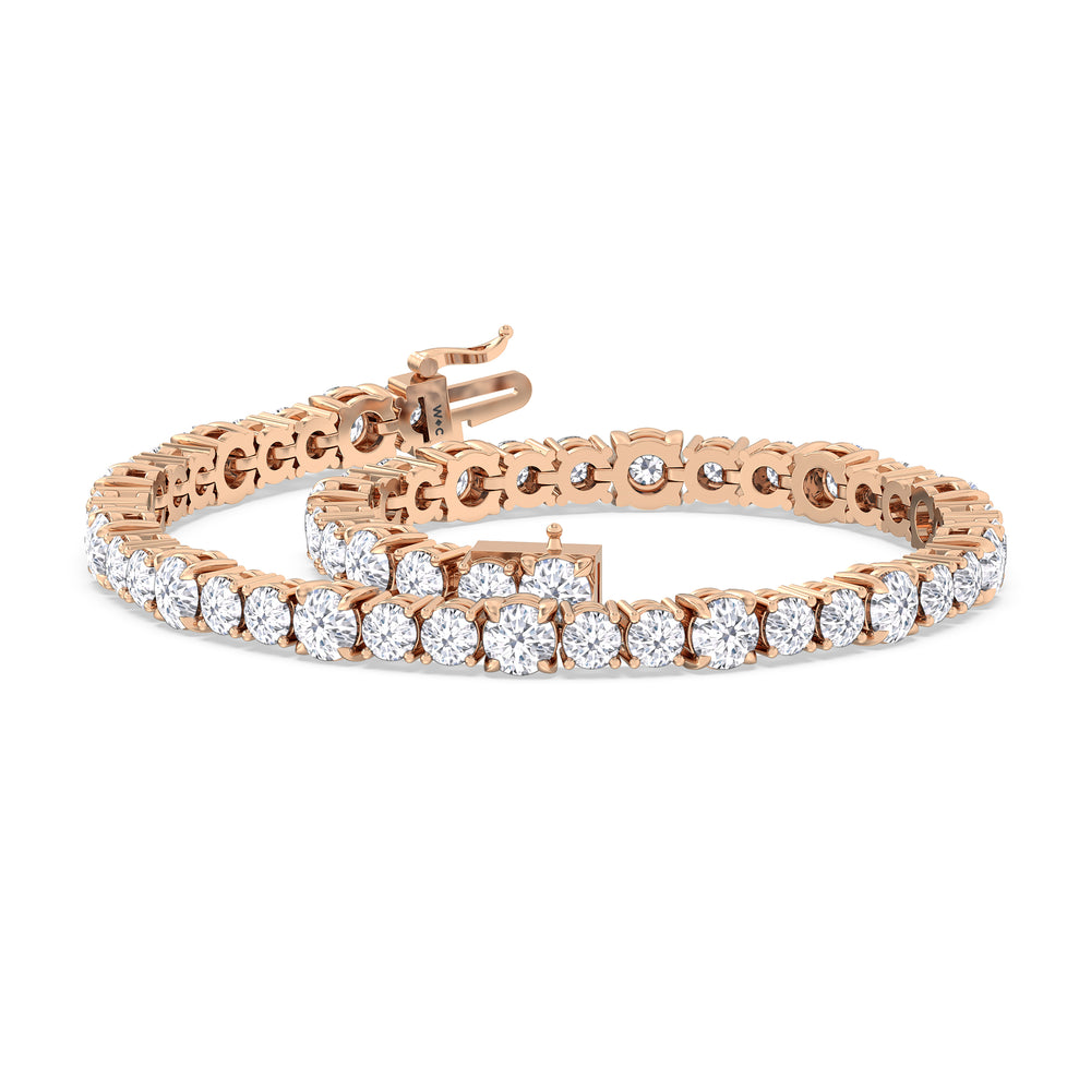 Round Sequenced Tennis Bracelet with 7 Cut Diamond in 14KT Rose Gold view 5
