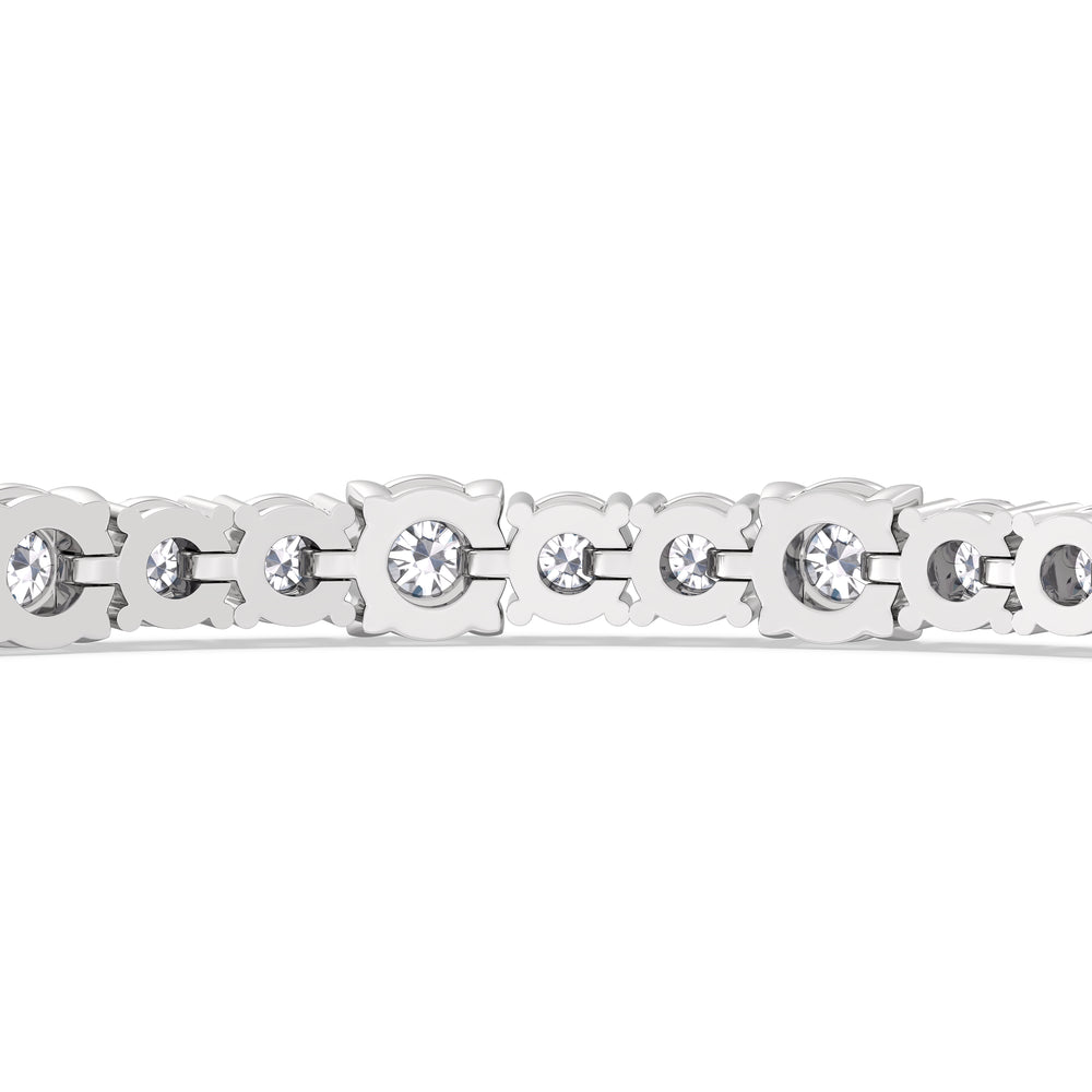 Round Sequenced Tennis Bracelet with 7 Cut Diamond in 14KT White Gold view 8
