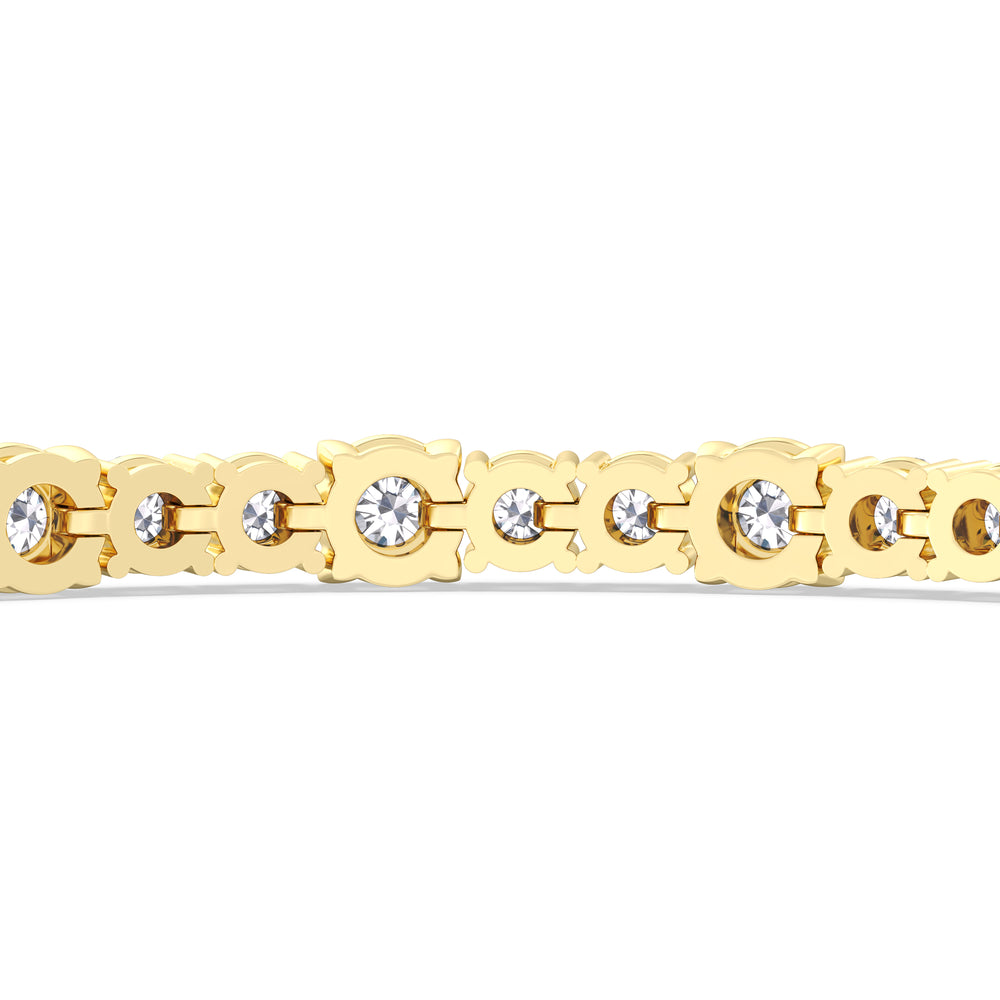 Round Sequenced Tennis Bracelet with 7 Cut Diamond in 14KT Yellow Gold view 8
