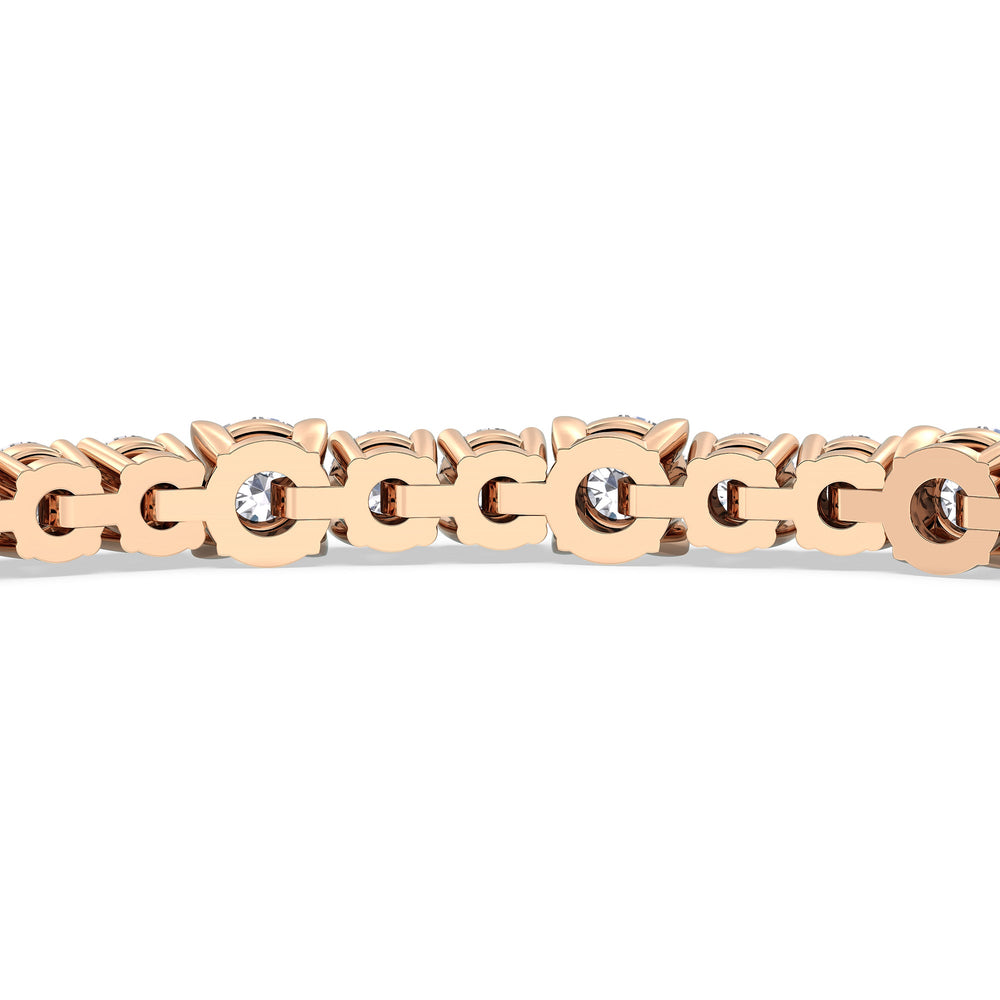 Round Sequenced Tennis Bracelet with 5 Cut Diamond in 14KT Rose Gold view 8
