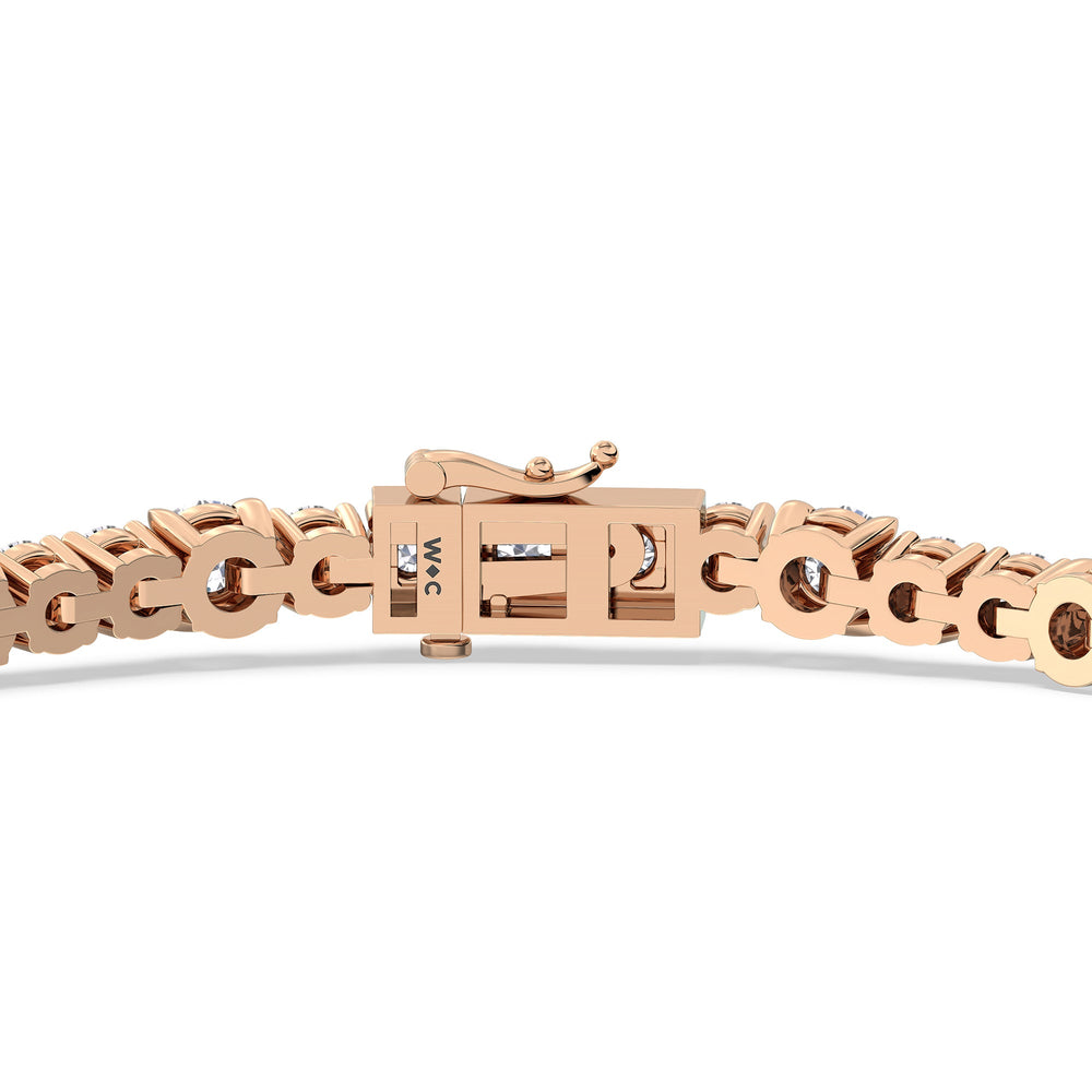 Round Sequenced Tennis Bracelet with 5 Cut Diamond in 14KT Rose Gold view 7
