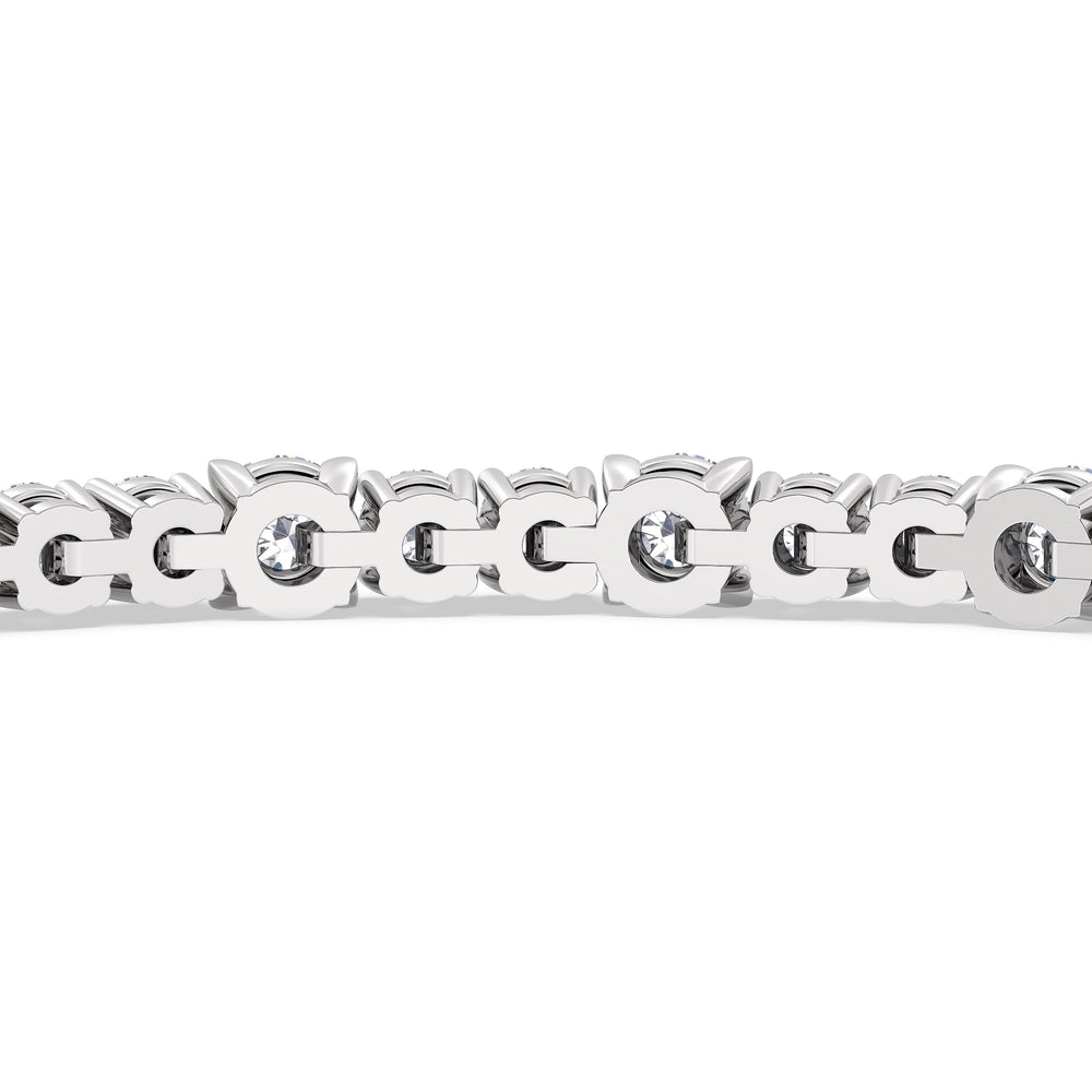 Round Sequenced Tennis Bracelet with 5 Cut Diamond in 14KT White Gold view 8
