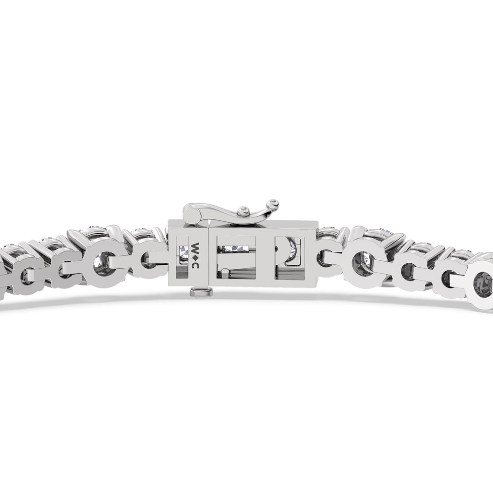 Round Sequenced Tennis Bracelet with 5 Cut Diamond in 14KT White Gold view 7
