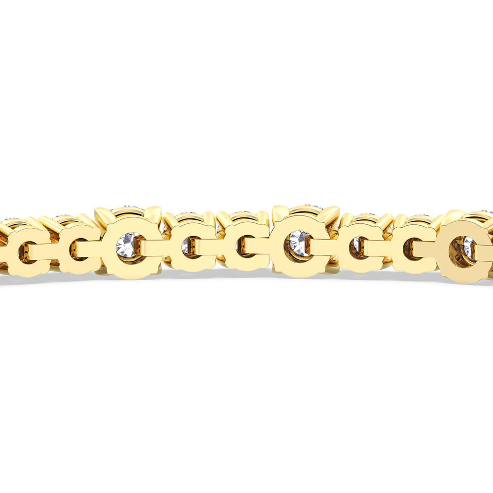 Round Sequenced Tennis Bracelet with 5 Cut Diamond in 14KT Yellow Gold view 8
