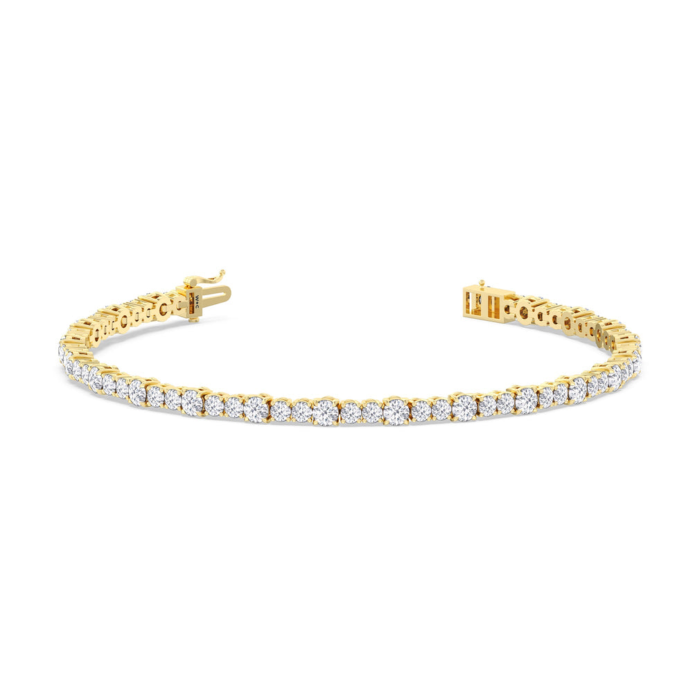Round Sequenced Tennis Bracelet with 5 Cut Diamond in 14KT Yellow Gold view 2
