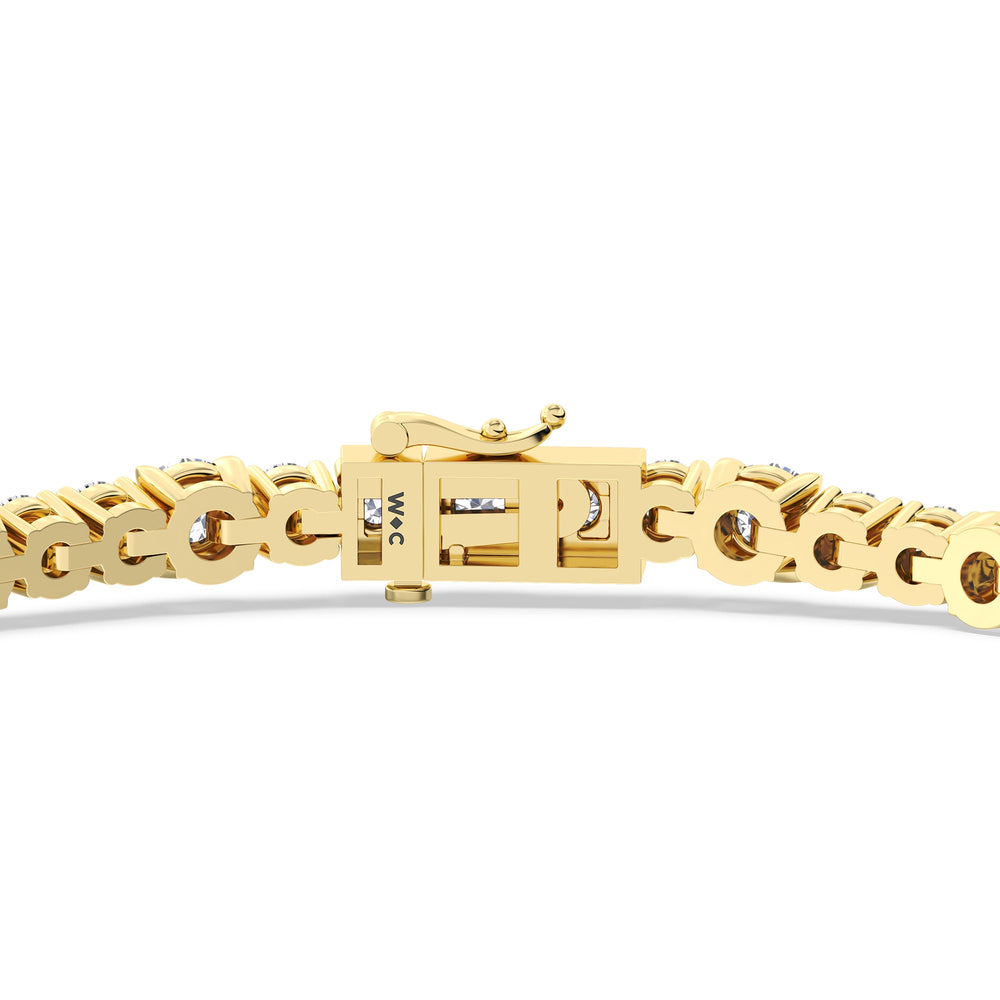 Round Sequenced Tennis Bracelet with 5 Cut Diamond in 14KT Yellow Gold view 7
